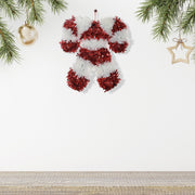 Double Candy Cane Tinsel Christmas Ornaments, Holiday Tree Decorations, Red and White Festive Ornaments, Set of 6