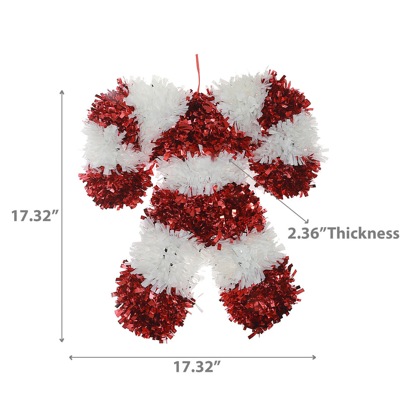 Double Candy Cane Tinsel Ornament - Set of 6