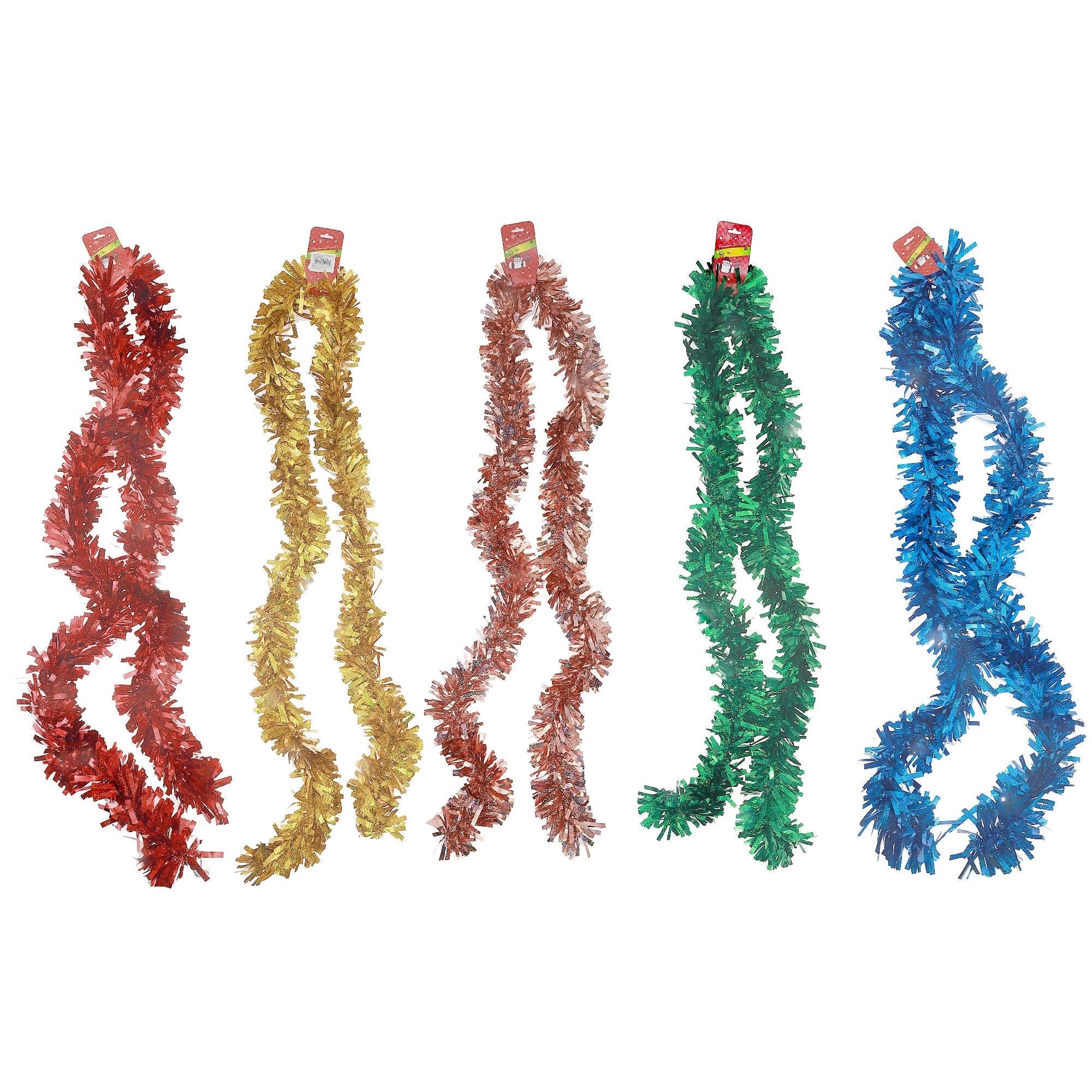 2M Glittery Tinsel Garland (5-Ply) Set of 12 – Christmas Decoration, Holiday Tree Garland, Festive Glitter Décor