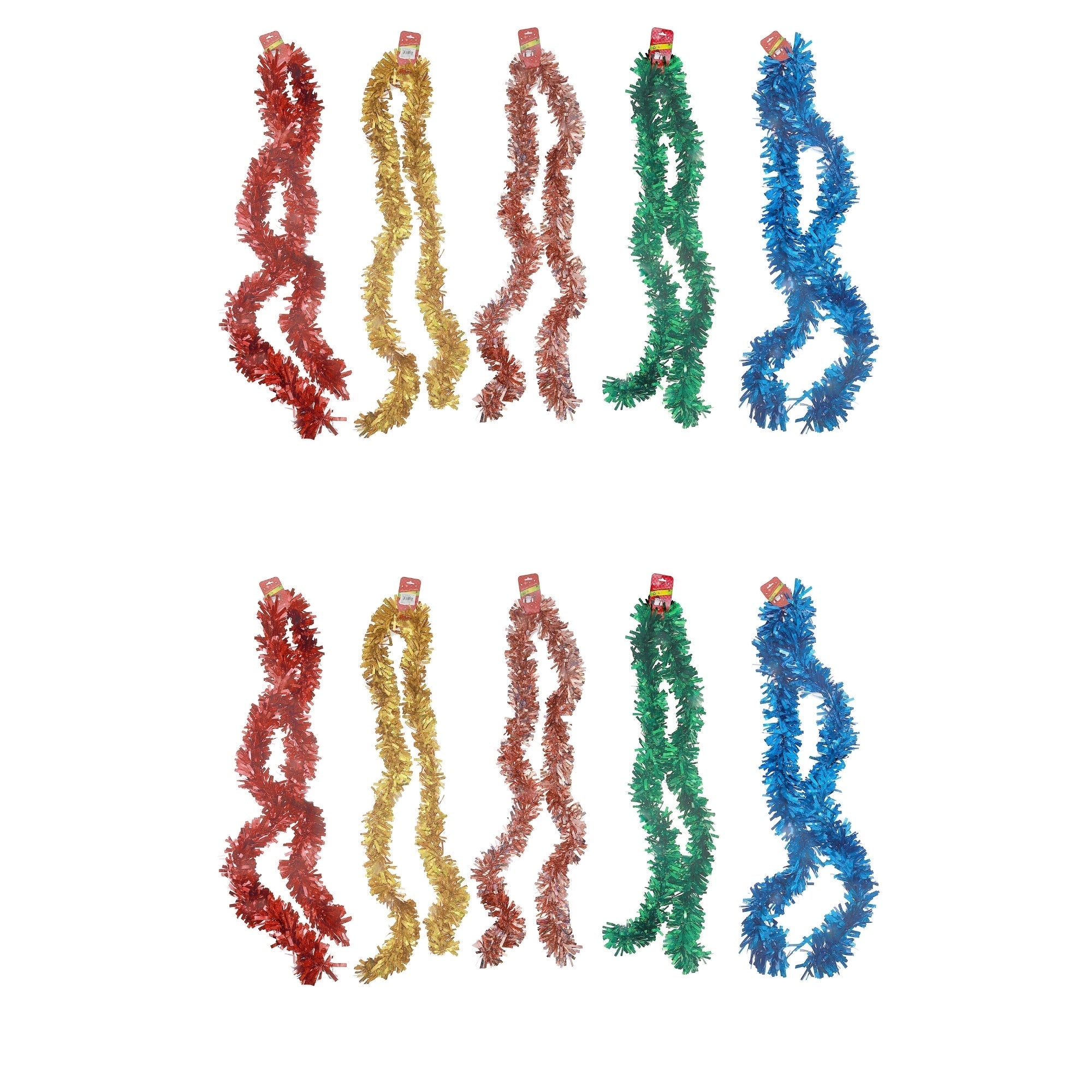 2M Glittery Tinsel Garland (5-Ply) Set of 12 – Christmas Decoration, Holiday Tree Garland, Festive Glitter Décor