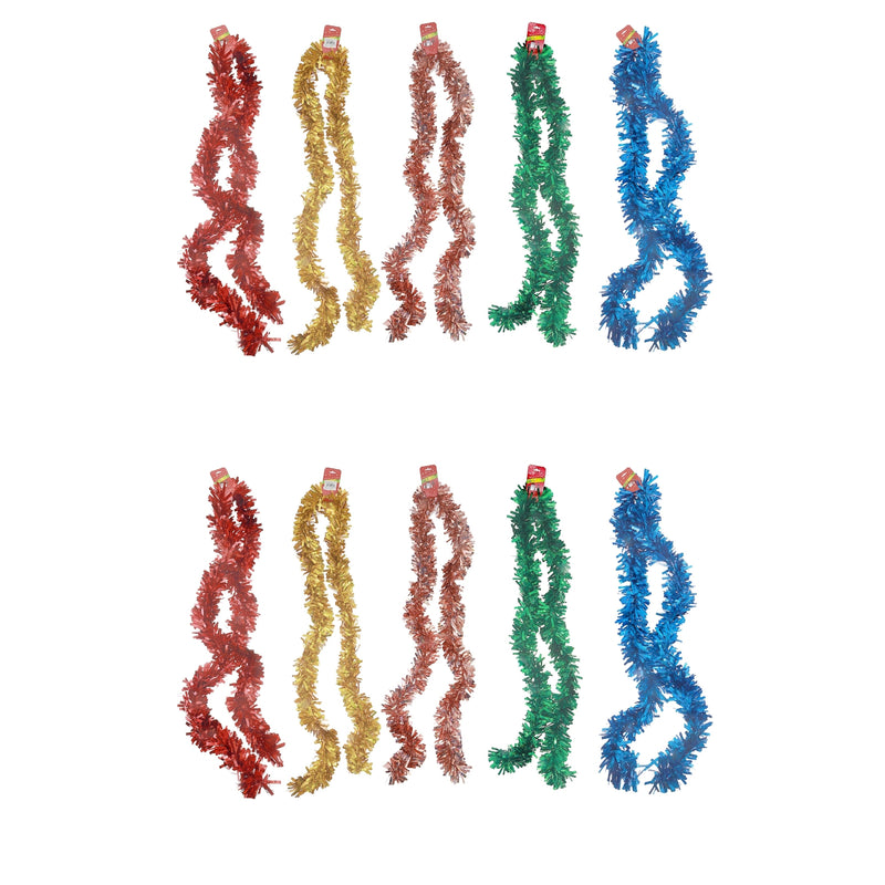 2M Glittery Tinsel Garland (5Ply) (Asstd) - Set of 12