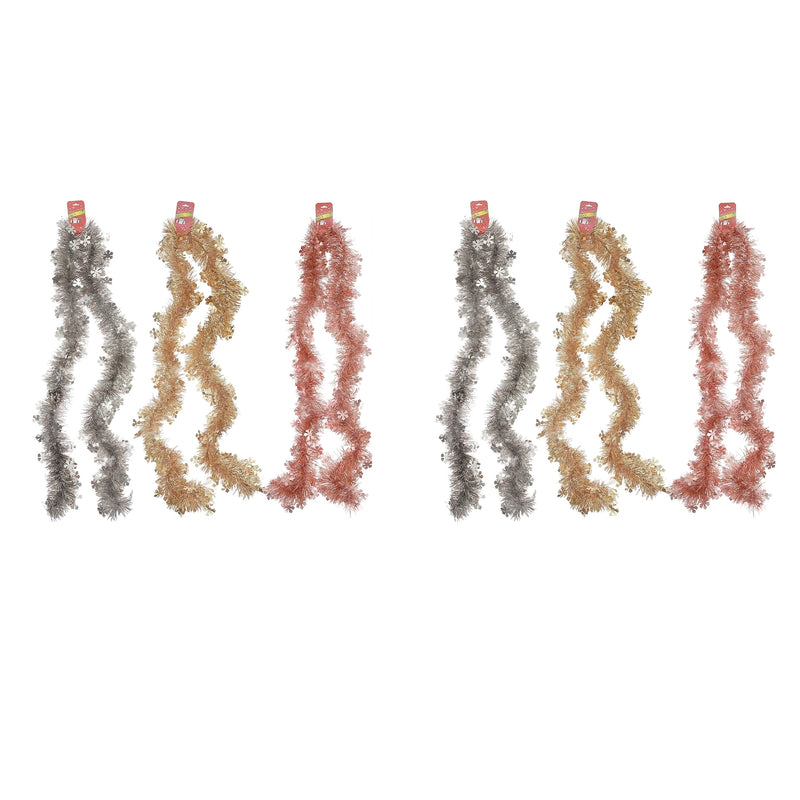2M Tinsel With Snowflakes Garland (5Ply) (Asstd) - Set of 12