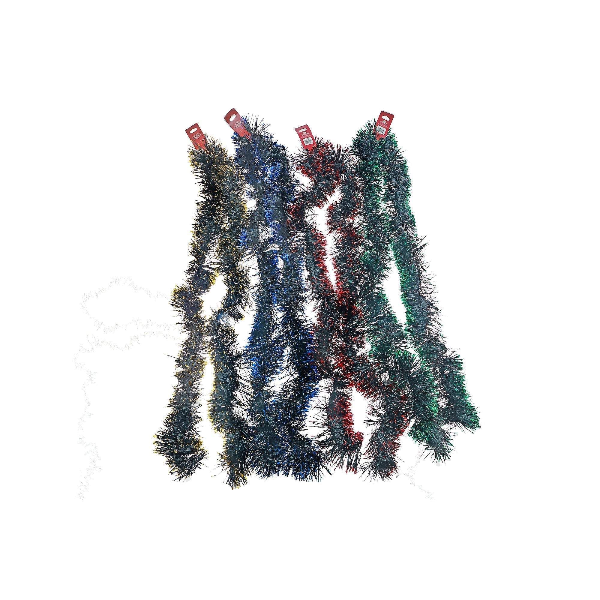 2M Black Tinsel Garland with Metallic Tips Set of 12 – Christmas Tree Decoration, Holiday Garland, Festive Party Decor