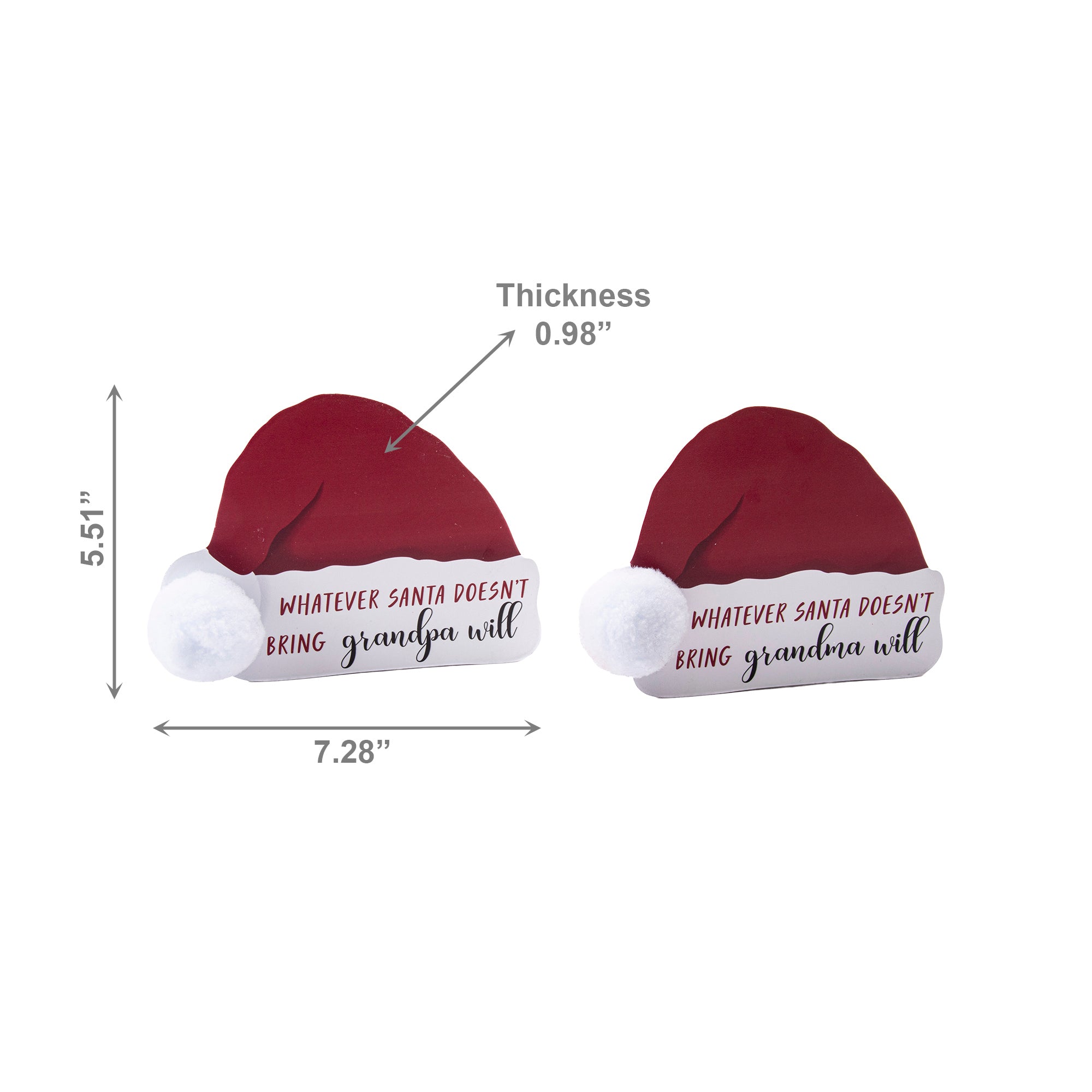Wood Block Santa's Hat Whatever Santa Doesn't Bring Assorted, Christmas, Tabletop Block, Holiday Decor- Set of 2