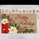 Coir Door Mat Happy Holidays Poinsettia