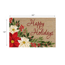 Coir Door Mat Happy Holidays Poinsettia