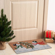Coir Door Mat Playful Snowmen – Holiday Entrance Mat, Christmas Welcome Mat, Festive Winter Décor