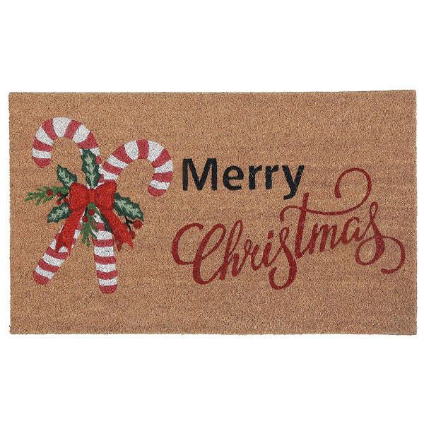 Coir Door Mat (Candy Cane - Merry Christmas)