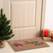 Coir Door Mat Candy Cane Joyeux Noel – Holiday Entrance Mat, Christmas Welcome Mat, Festive Door Décor