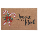 Coir Door Mat (Candy Cane - Joyeux Noel)