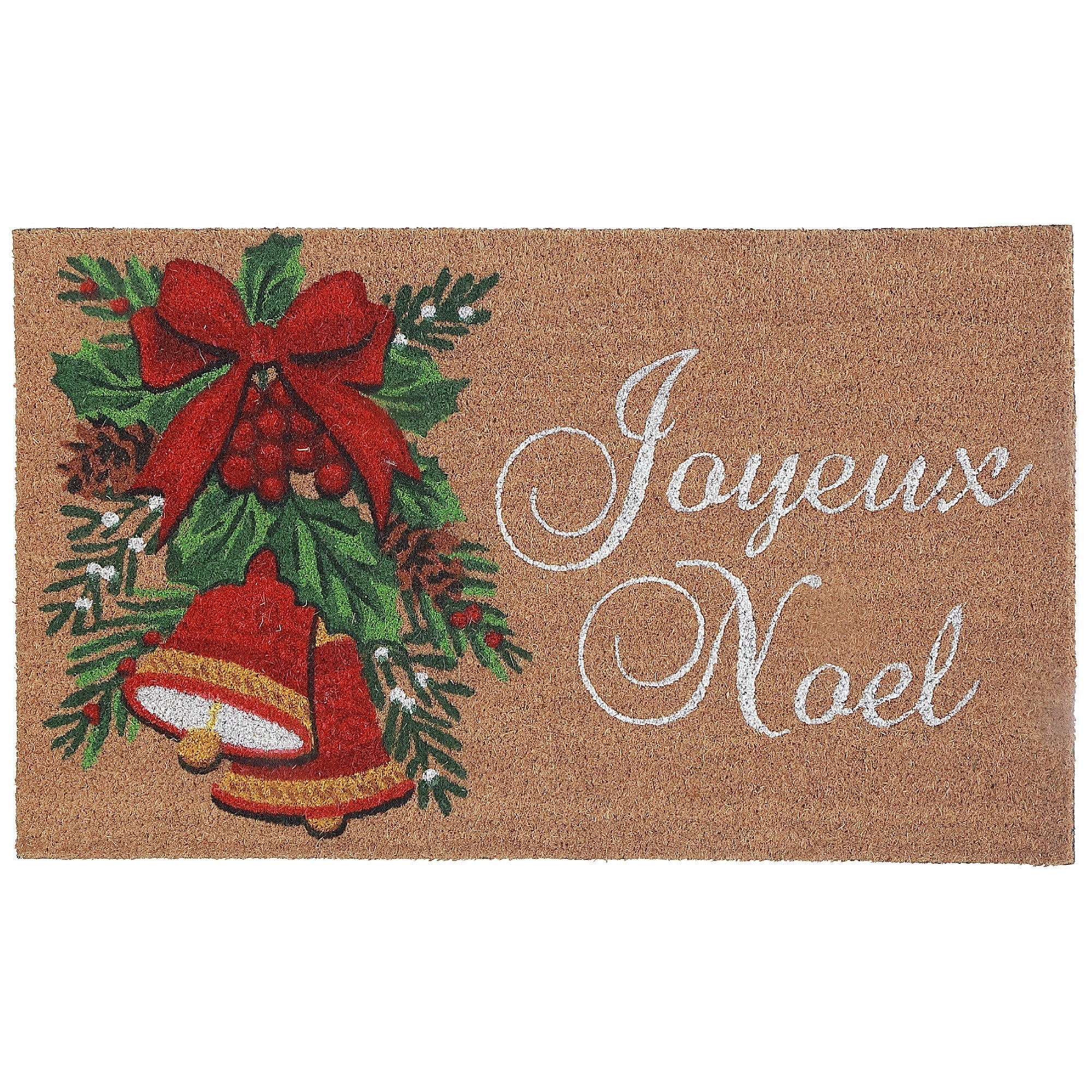 Coir Door Mat Bells Joyeux Noel – Holiday Entrance Mat, Christmas Welcome Mat, Festive Home Décor