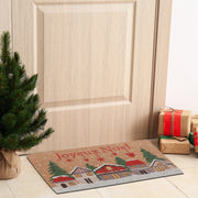 Coir Door Mat Winter Village Joyeux Noel – Holiday Entrance Mat, Christmas Welcome Mat, Festive Winter Décor