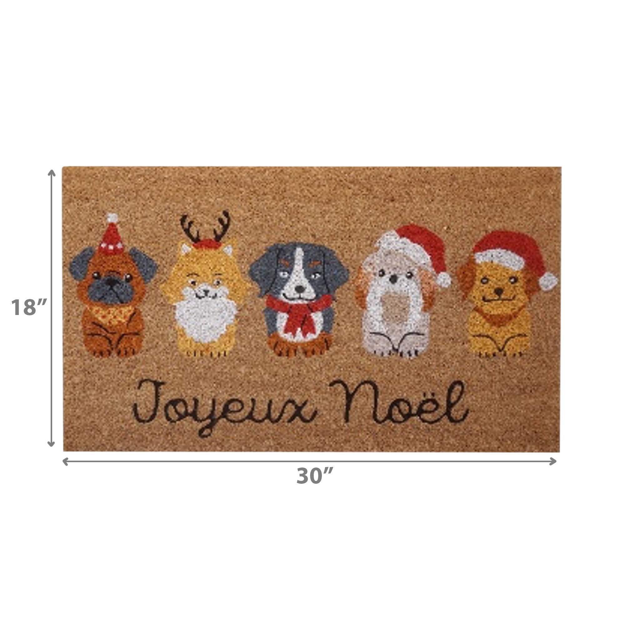 Coir Door Mat Joyeux Noel with Pets – Holiday Entrance Mat, Festive Welcome Mat, Christmas Home Décor