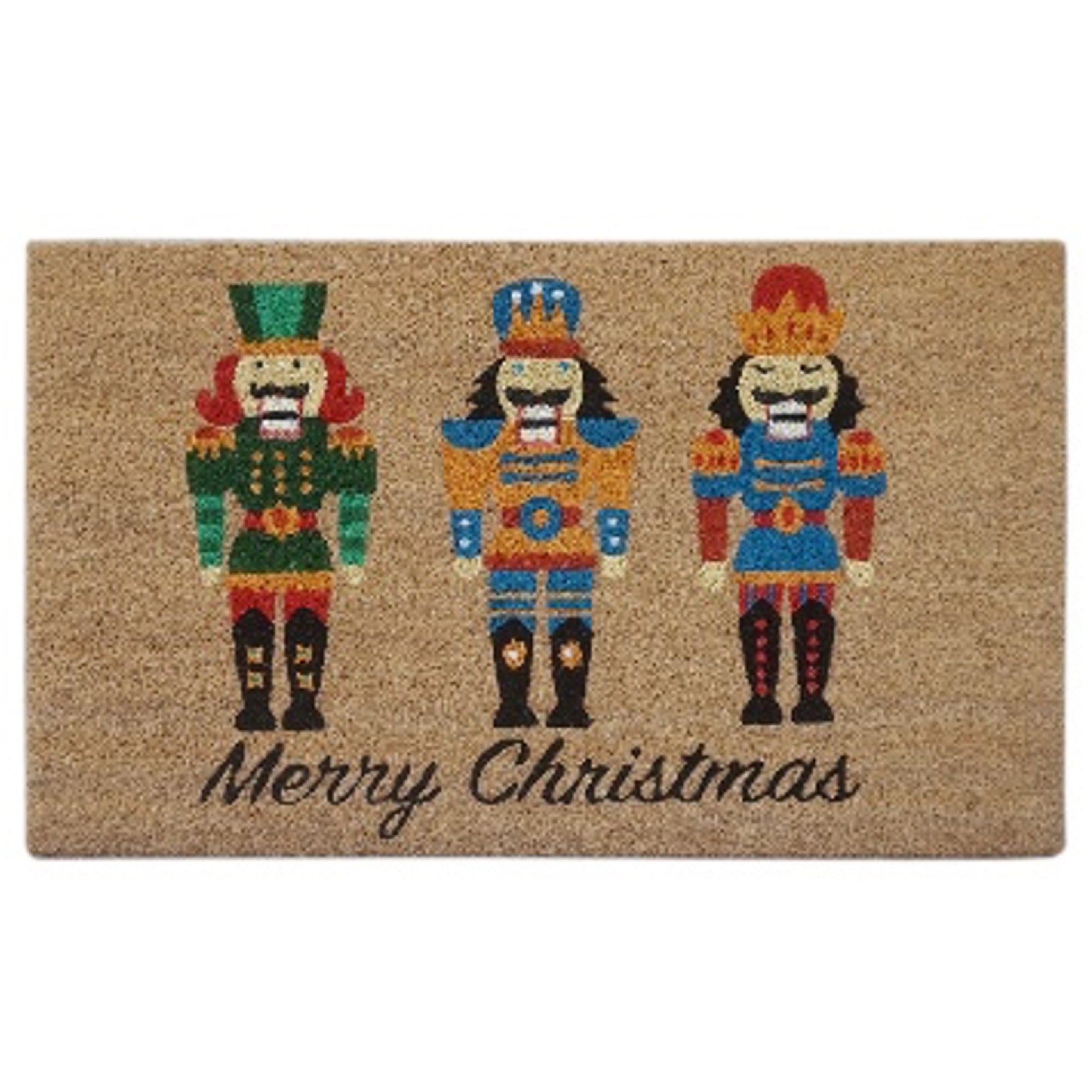 Coir Door Mat Merry Christmas with Nutcracker – Holiday Entrance Mat, Festive Welcome Mat, Christmas Home Décor