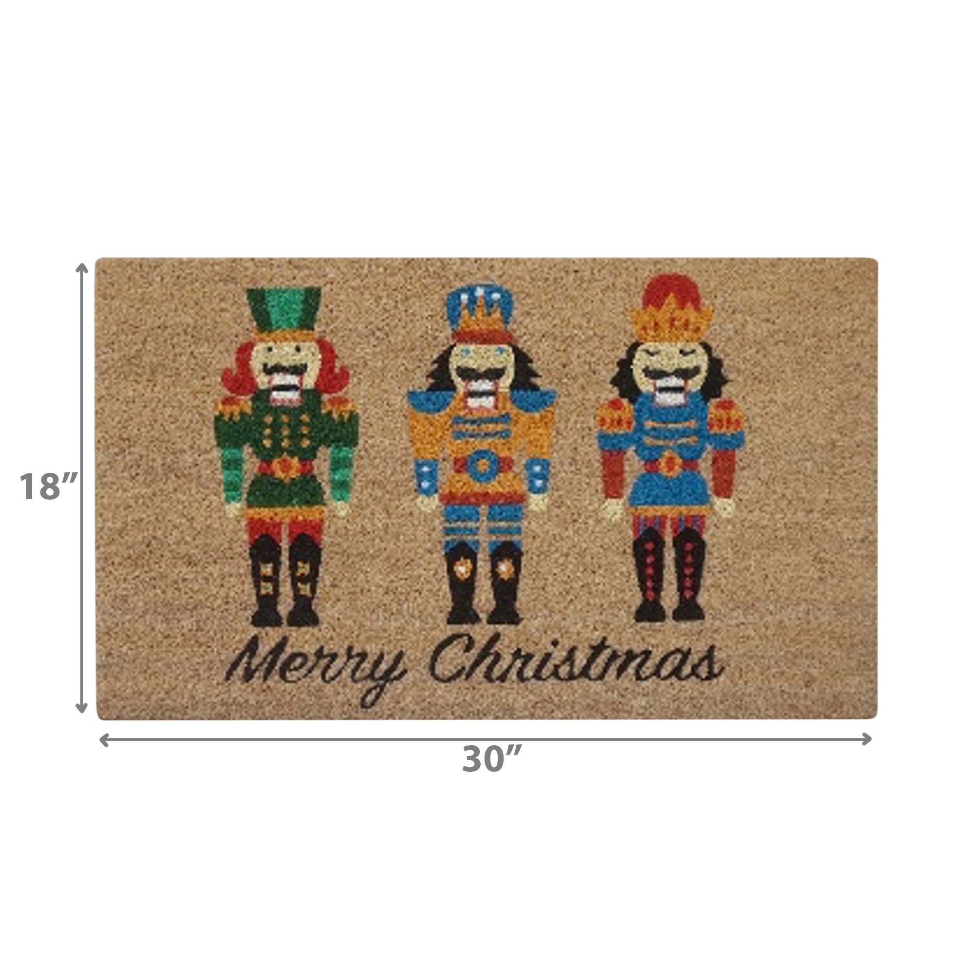 Coir Door Mat Merry Christmas with Nutcracker – Holiday Entrance Mat, Festive Welcome Mat, Christmas Home Décor