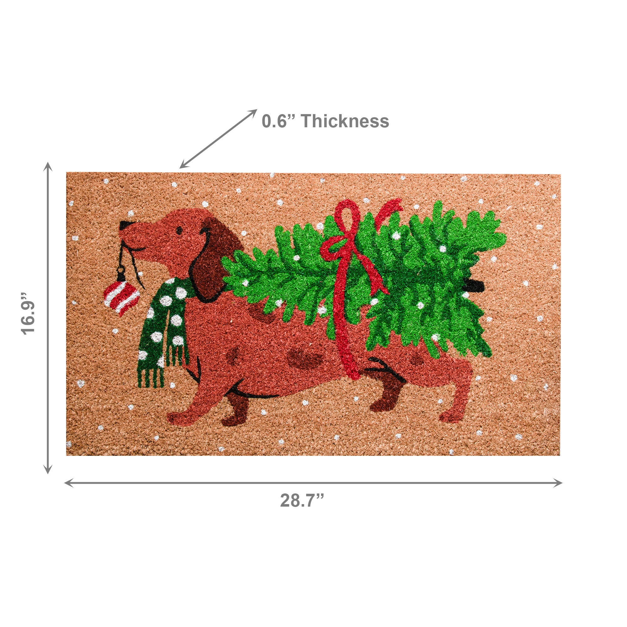 Coir Door Mat Dachshund with Christmas Tree, Christmas, Door Mat, Holiday Decor