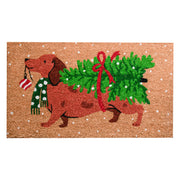 Coir Door Mat Dachshund with Christmas Tree, Christmas, Door Mat, Holiday Decor