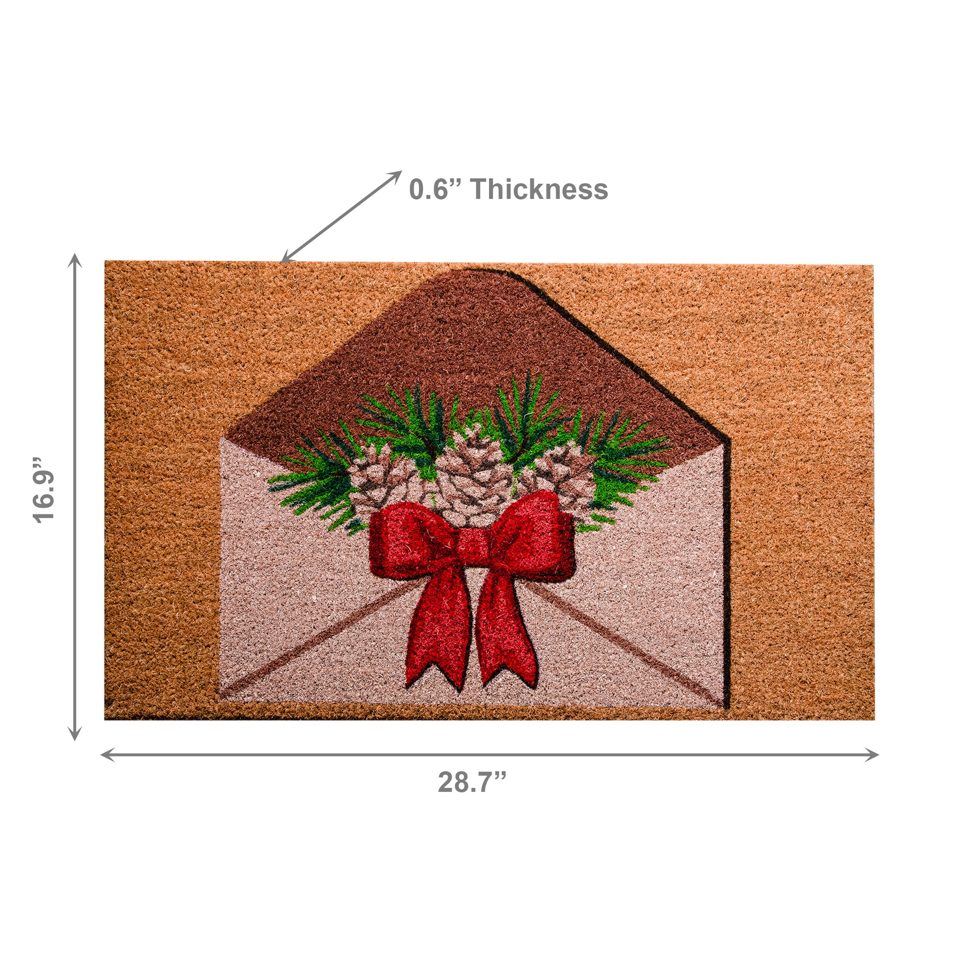 Coir Door Mat Holiday Envelope Pinecone, Christmas, Door Mat, Holiday Decor