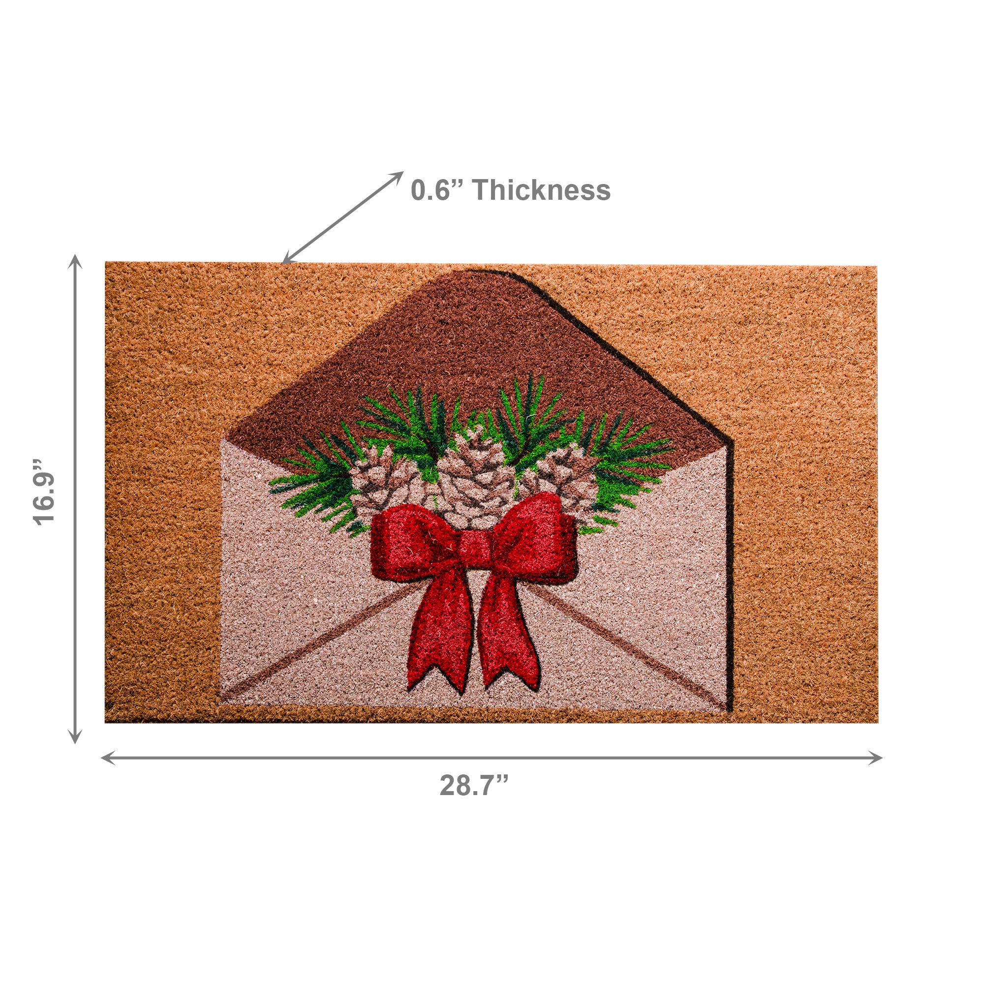 Coir Door Mat Holiday Envelope Pinecone, Christmas, Door Mat, Holiday Decor