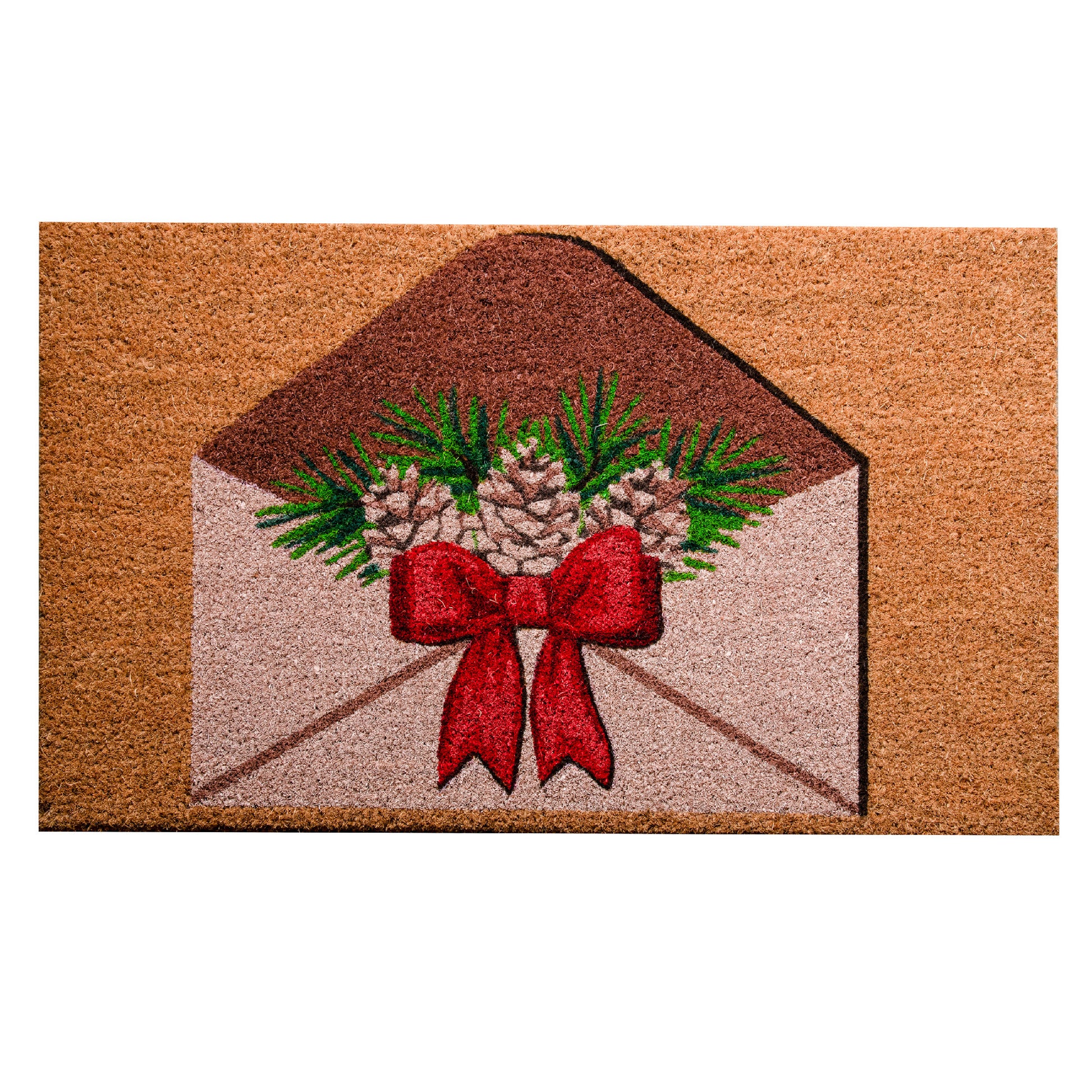 Coir Door Mat Holiday Envelope Pinecone, Christmas, Door Mat, Holiday Decor
