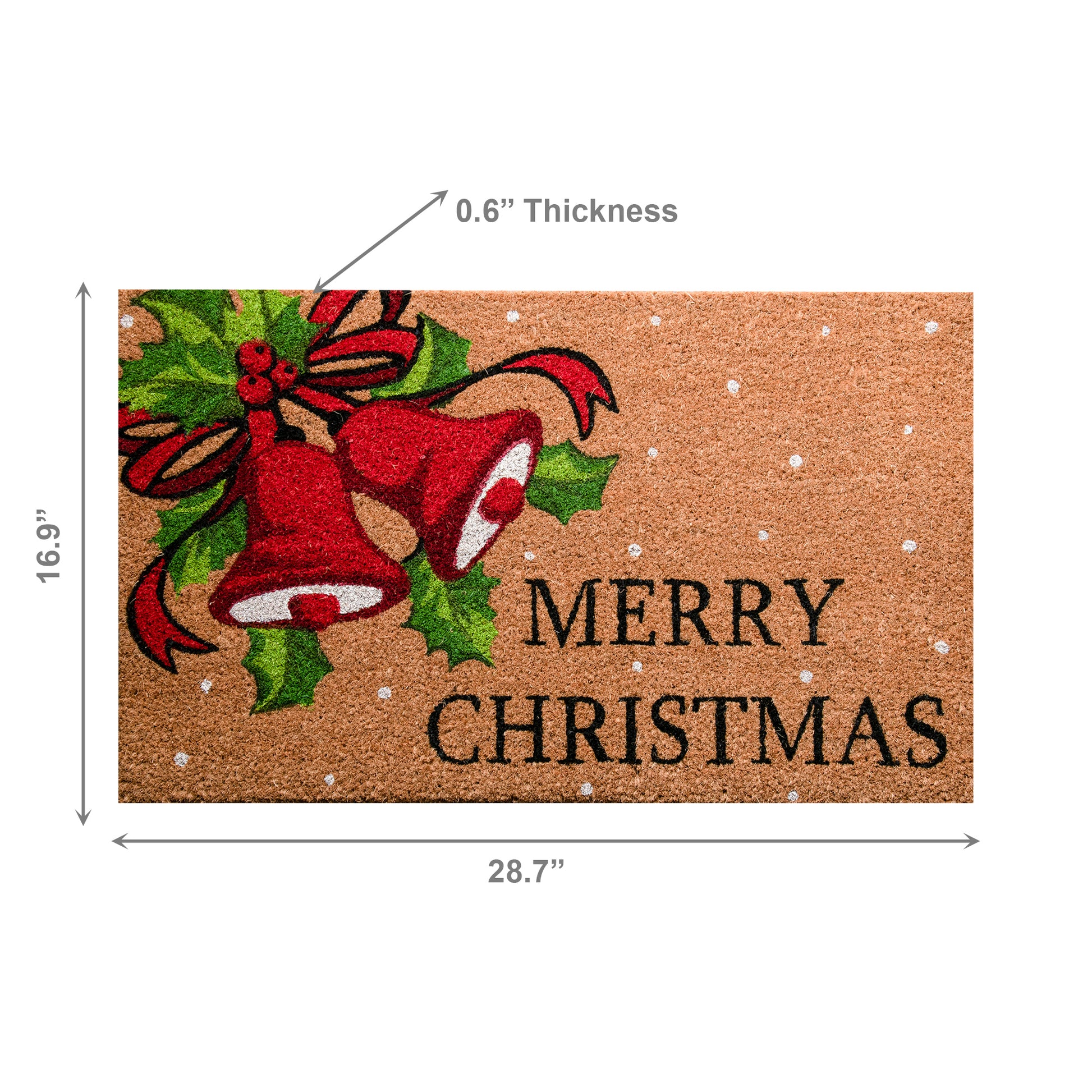Coir Door Mat Holiday Bells Merry Christmas, Christmas, Door Mat, Holiday Decor