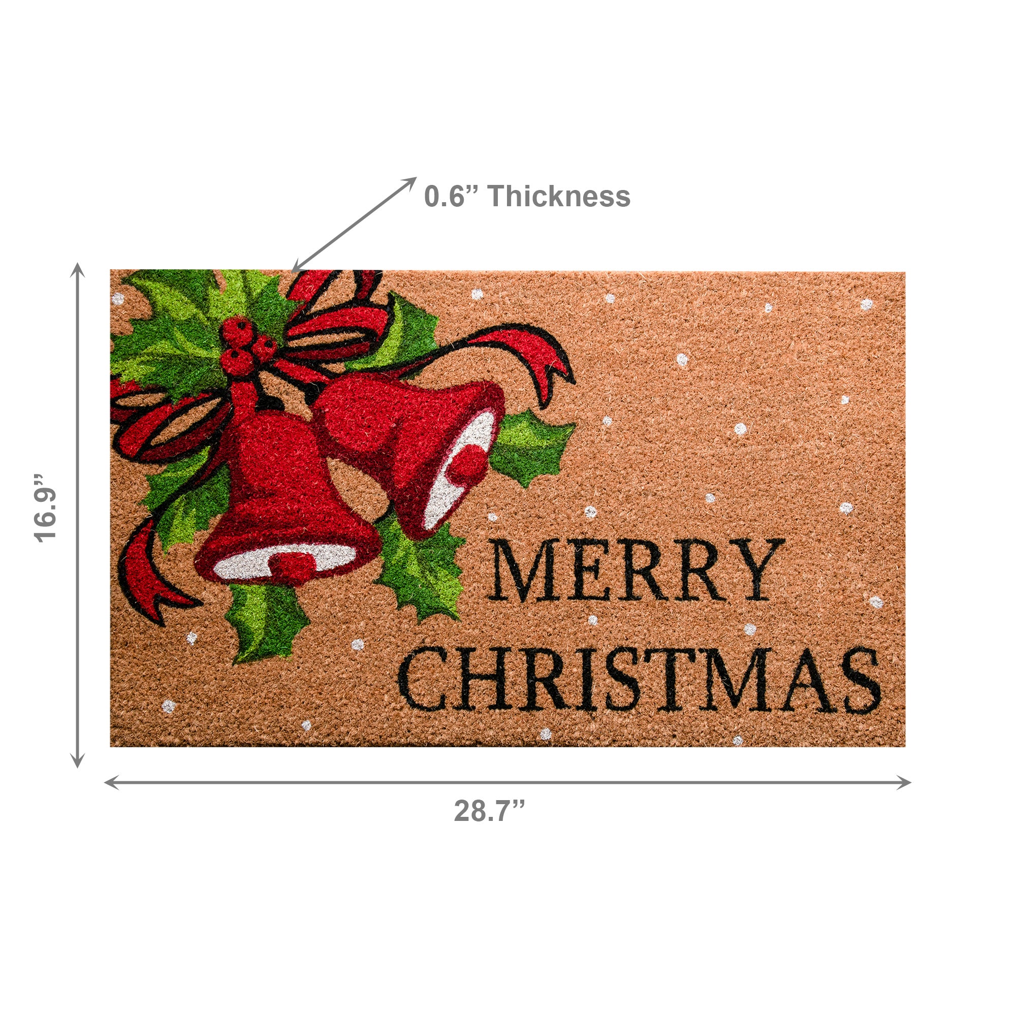 Coir Door Mat Holiday Bells Merry Christmas, Christmas, Door Mat, Holiday Decor
