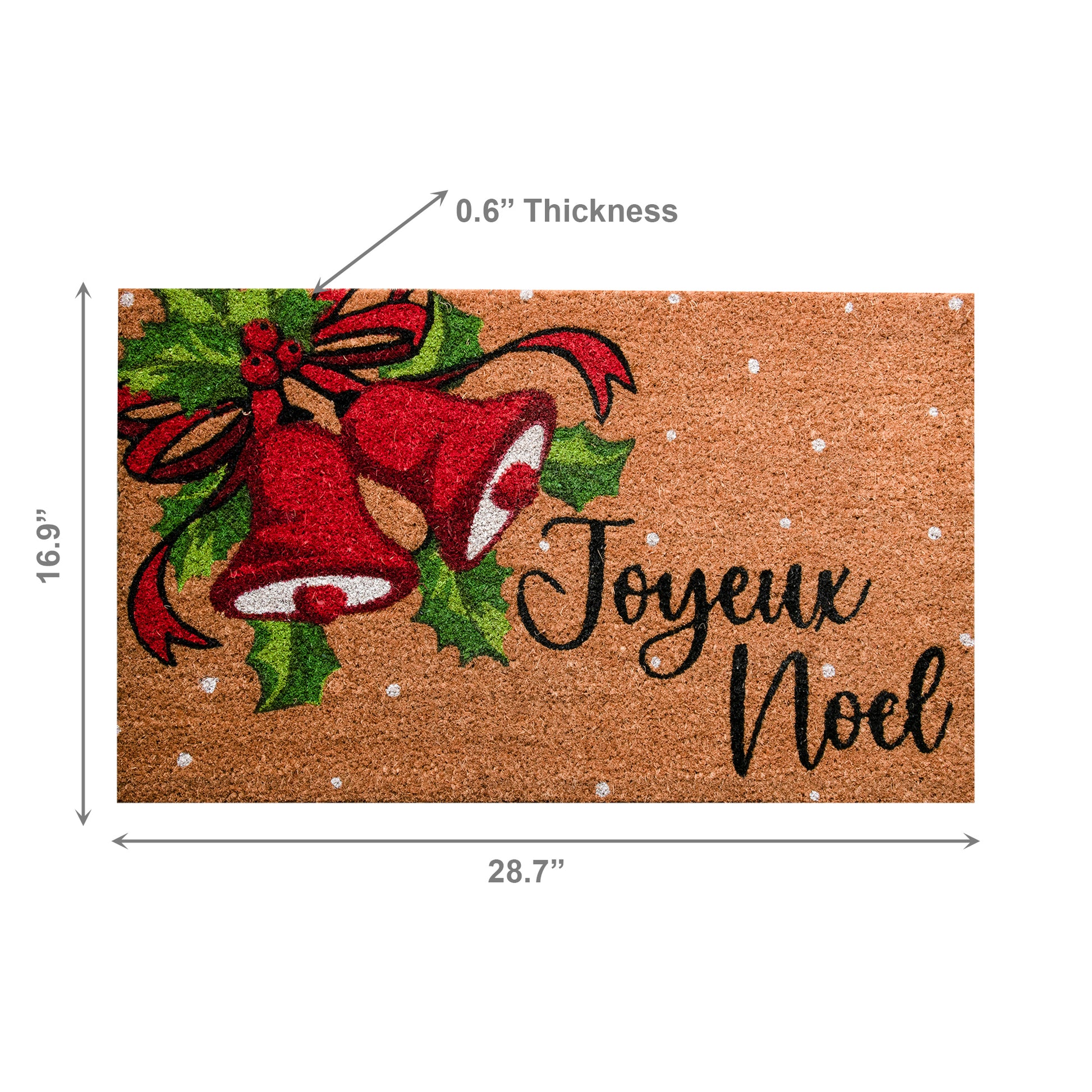 Coir Door Mat Holiday Bells Joyeux Noel, Christmas, Door Mat, Holiday Decor
