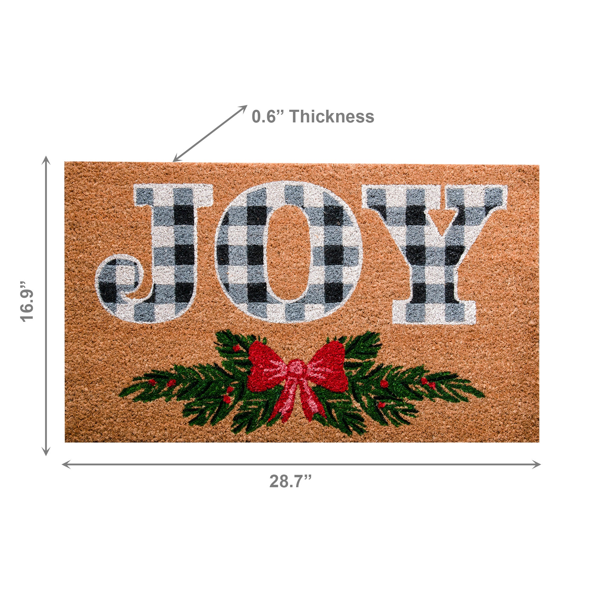 Coir Door Mat Bow Joy, Door Mat, Holiday Decor