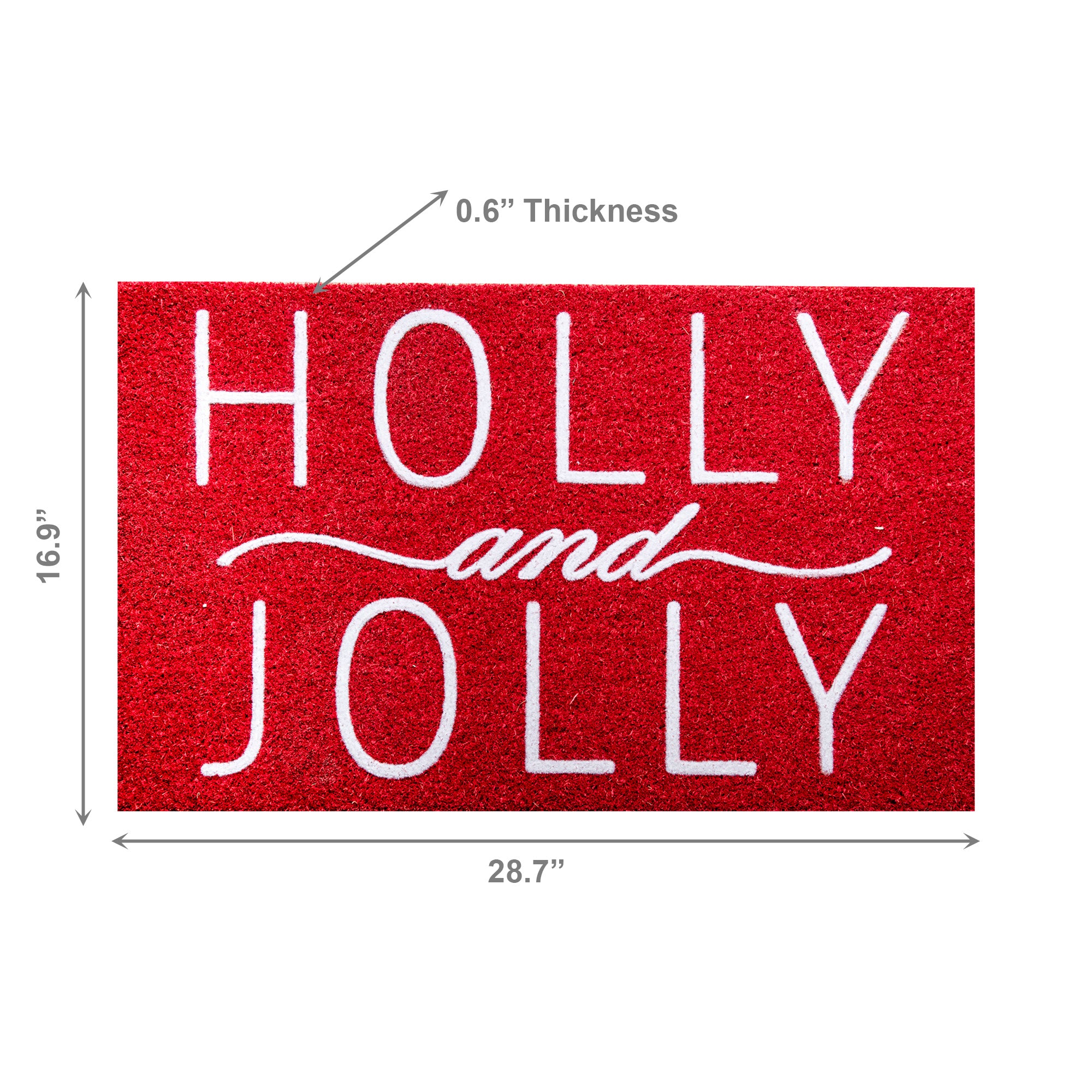 Coir Door Mat Holly and Jolly Flock Print, Christmas, Door Mat, Holiday Decor