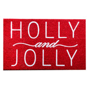 Coir Door Mat Holly and Jolly Flock Print, Christmas, Door Mat, Holiday Decor