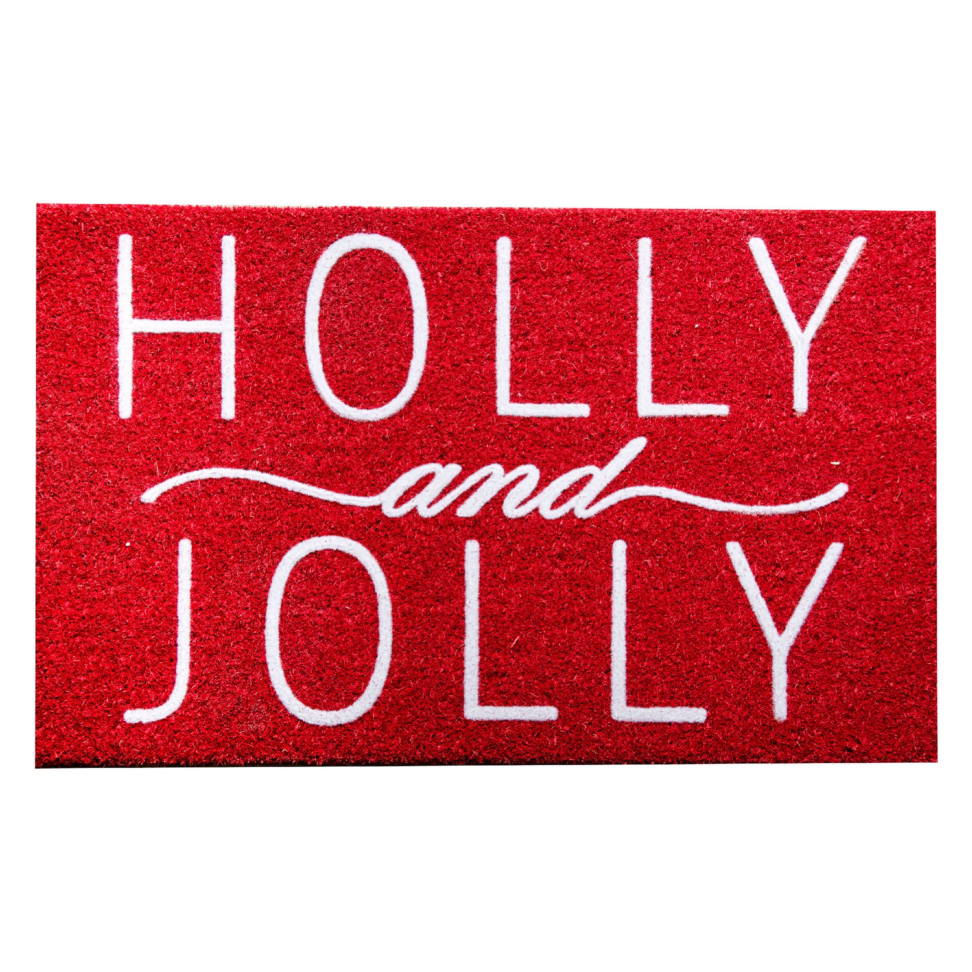 Coir Door Mat Holly and Jolly Flock Print, Christmas, Door Mat, Holiday Decor