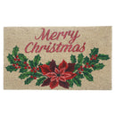 Coir Door Mat Merry Christmas Poinsettia
