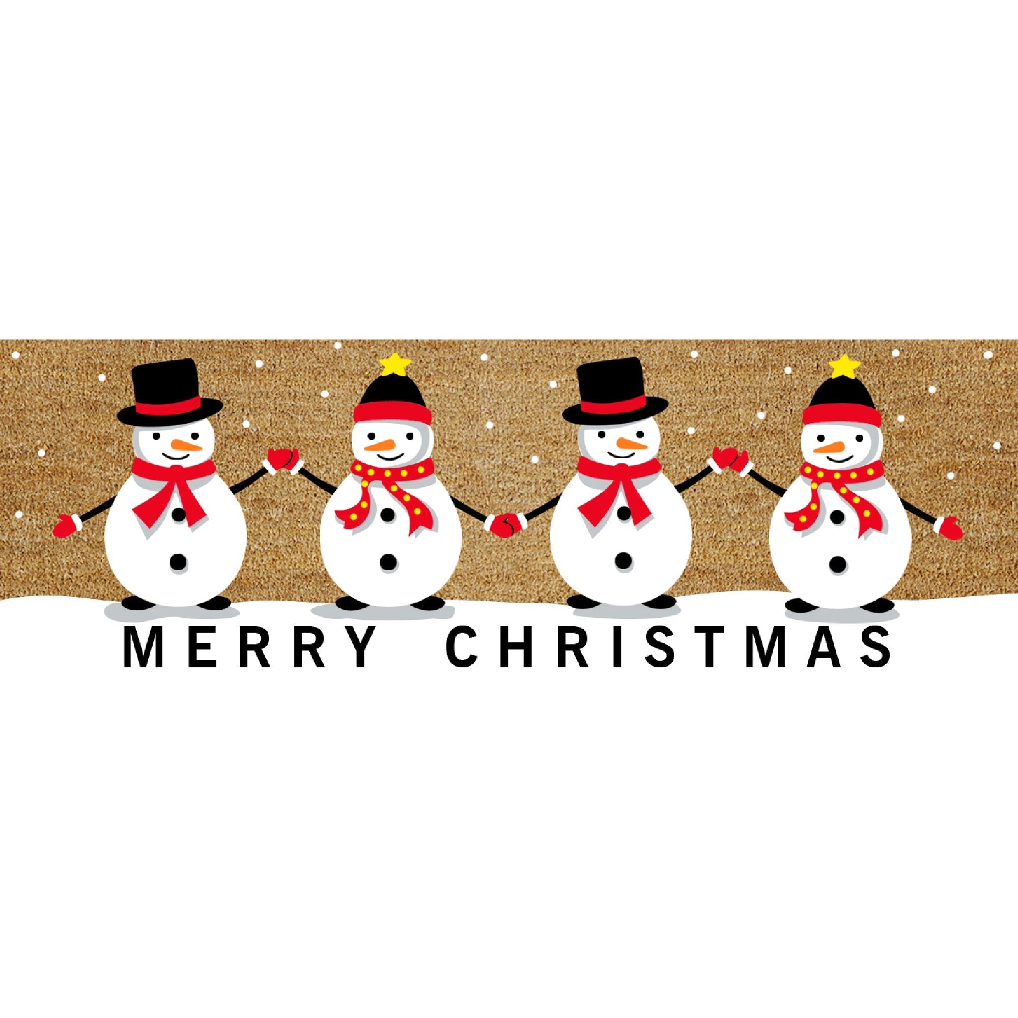 Coir Door Mat Quadruple Snowman Merry Christmas 16 X 48 Holiday Door Mat
