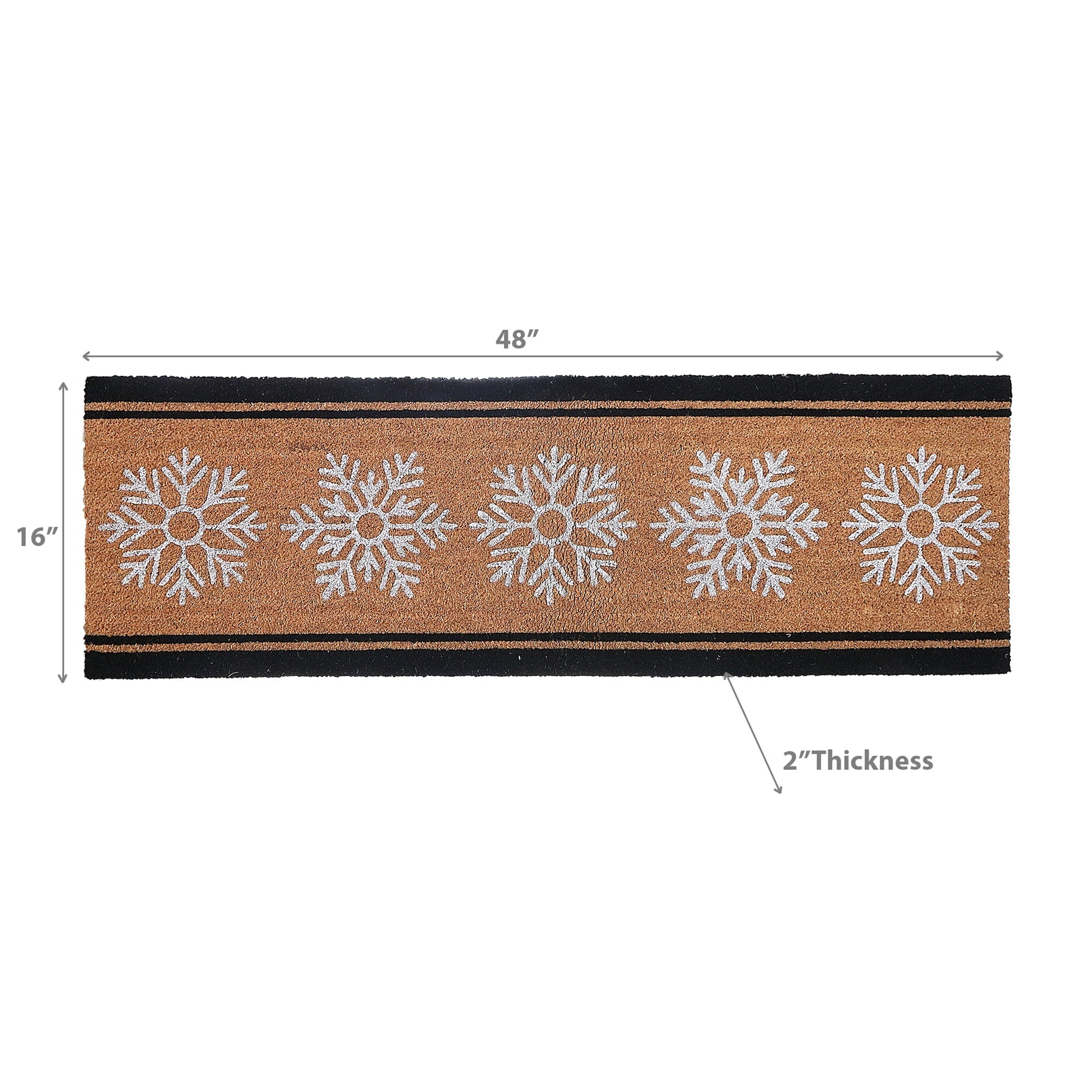 Christmas Coir Door Mat Snowflakes 16x48 Inch, Holiday Entryway Mat, Festive Home Decor