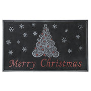 Rubber Welcome Mat – Single Tree Merry Christmas, Holiday Entryway Mat