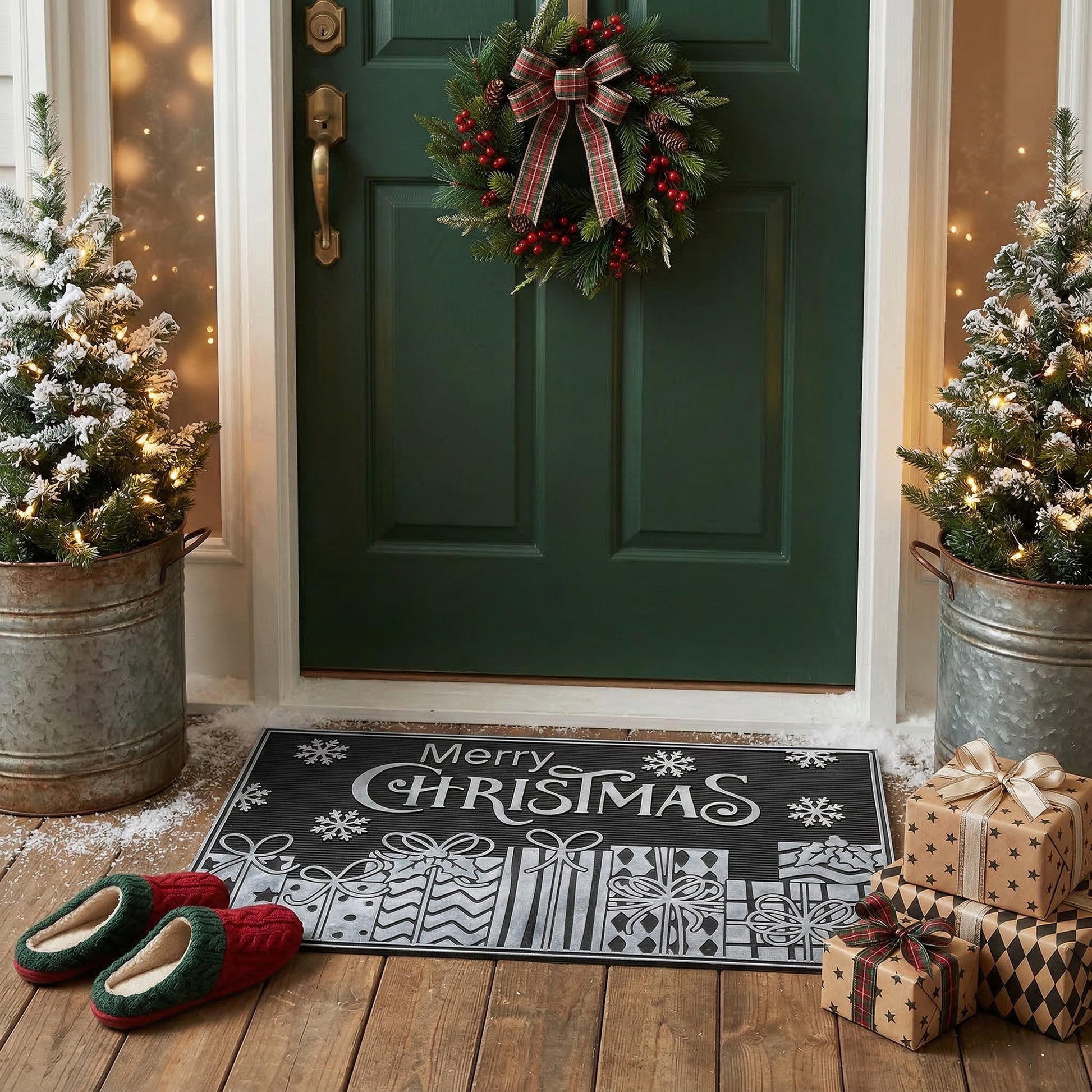 Rubber Mat Gifts Merry Christmas, Christmas, Door Mat, Holiday Decor