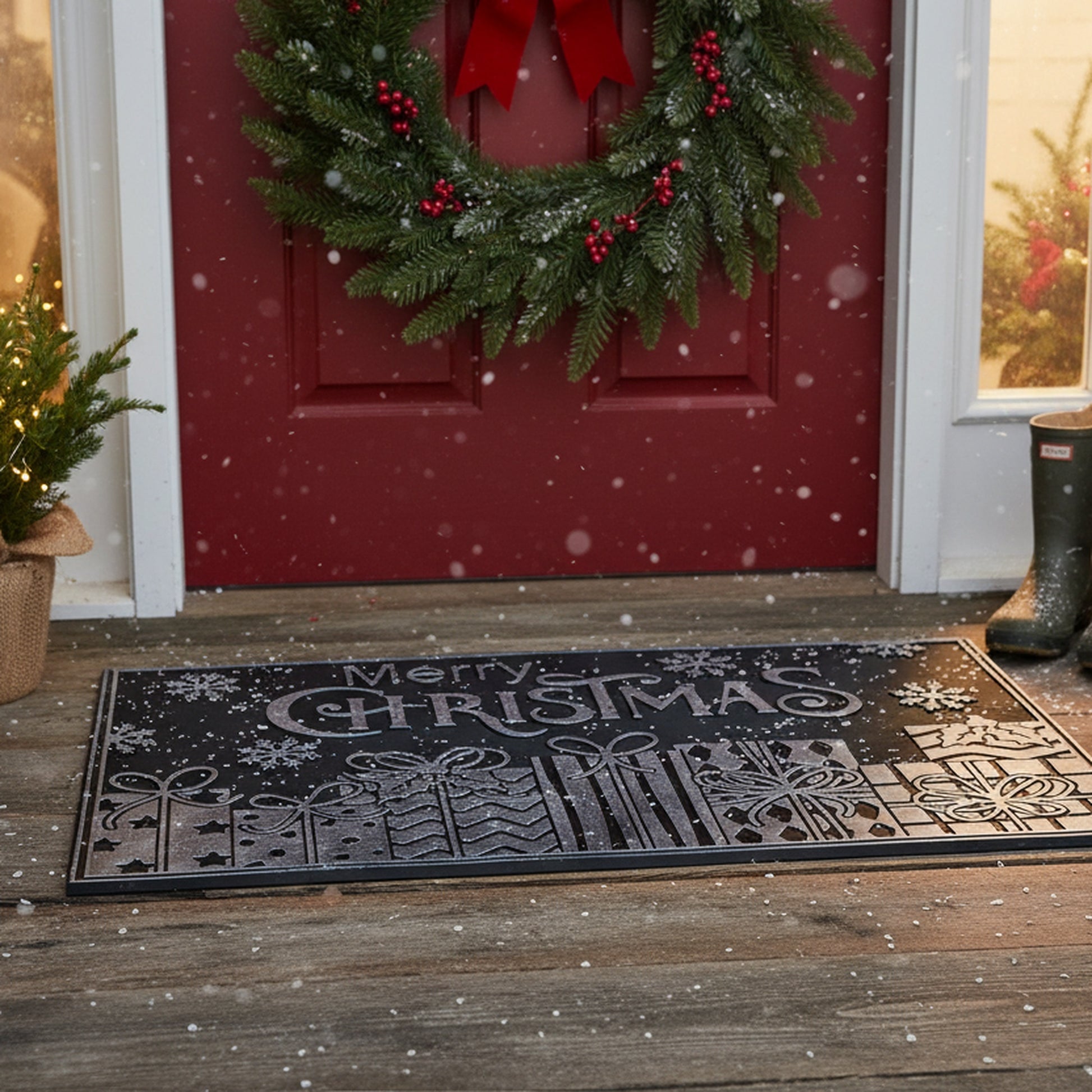 Rubber Mat Gifts Merry Christmas, Christmas, Door Mat, Holiday Decor