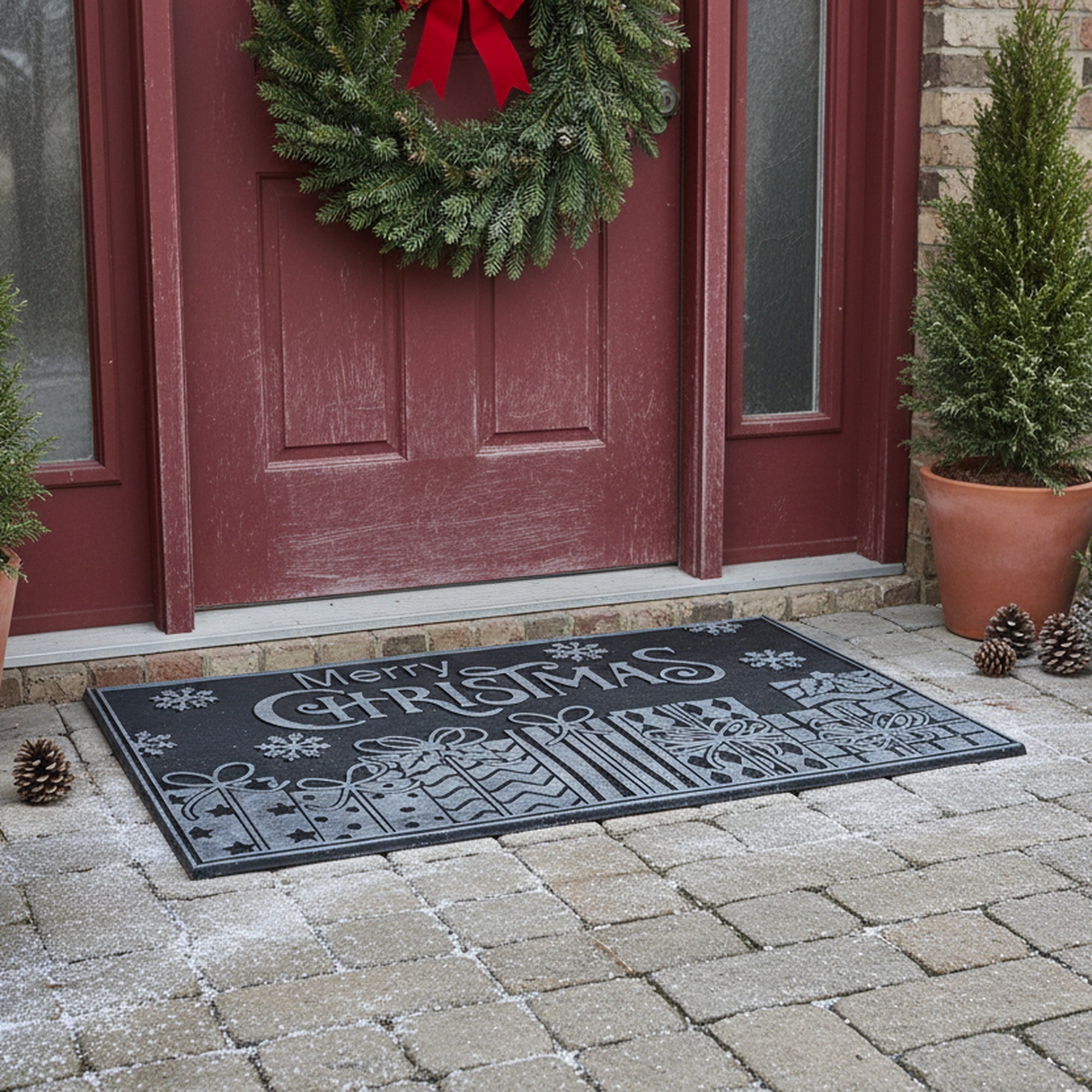Rubber Mat Gifts Merry Christmas, Christmas, Door Mat, Holiday Decor