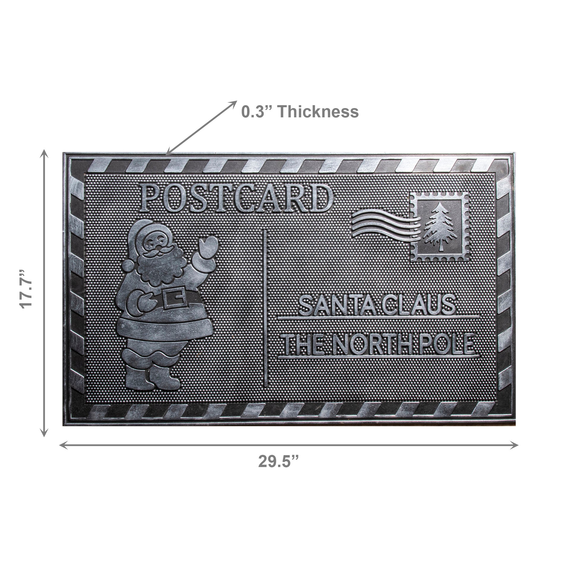 Rubber Mat Postcard Santa, Christmas, Door Mat, Holiday Decor