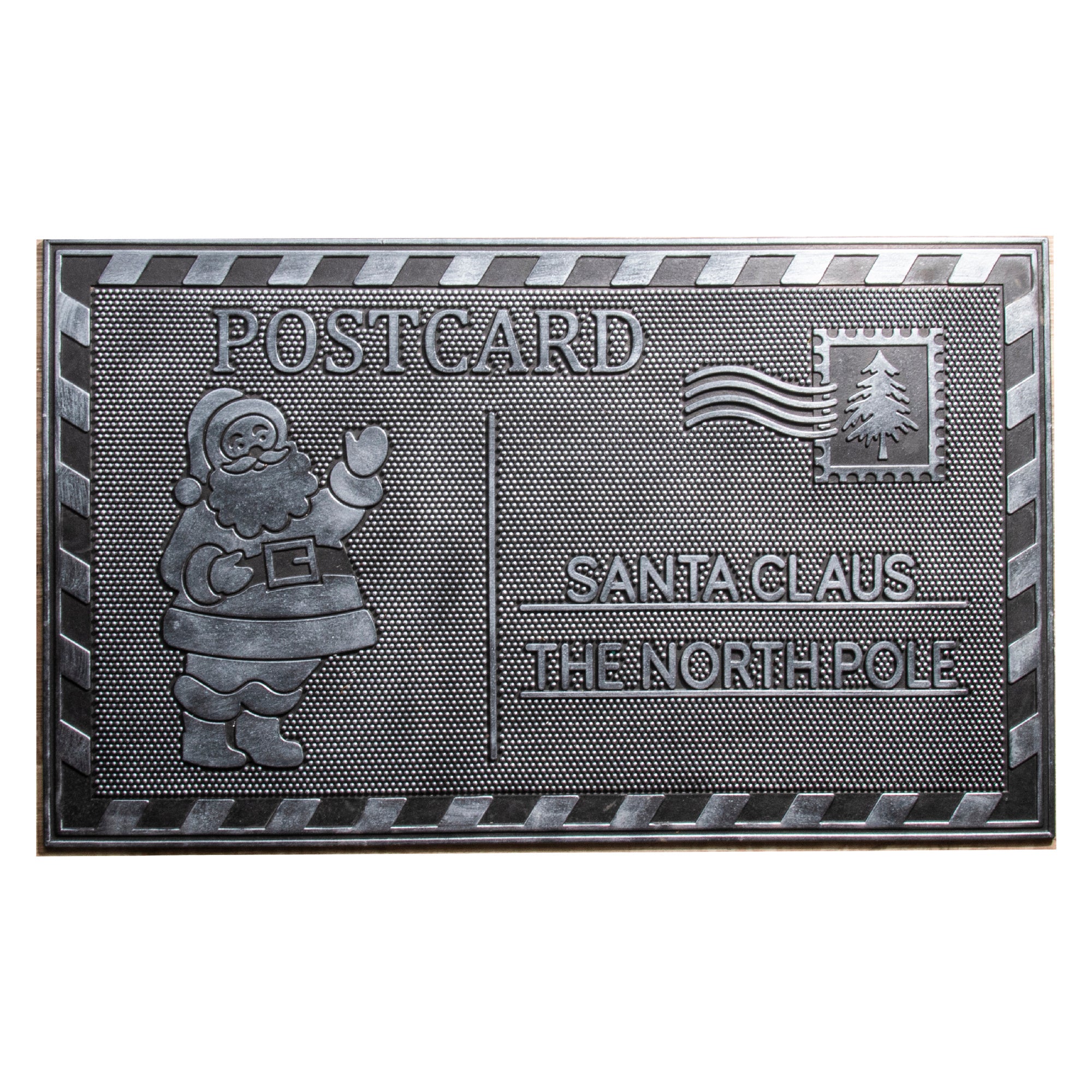 Rubber Mat Postcard Santa, Christmas, Door Mat, Holiday Decor