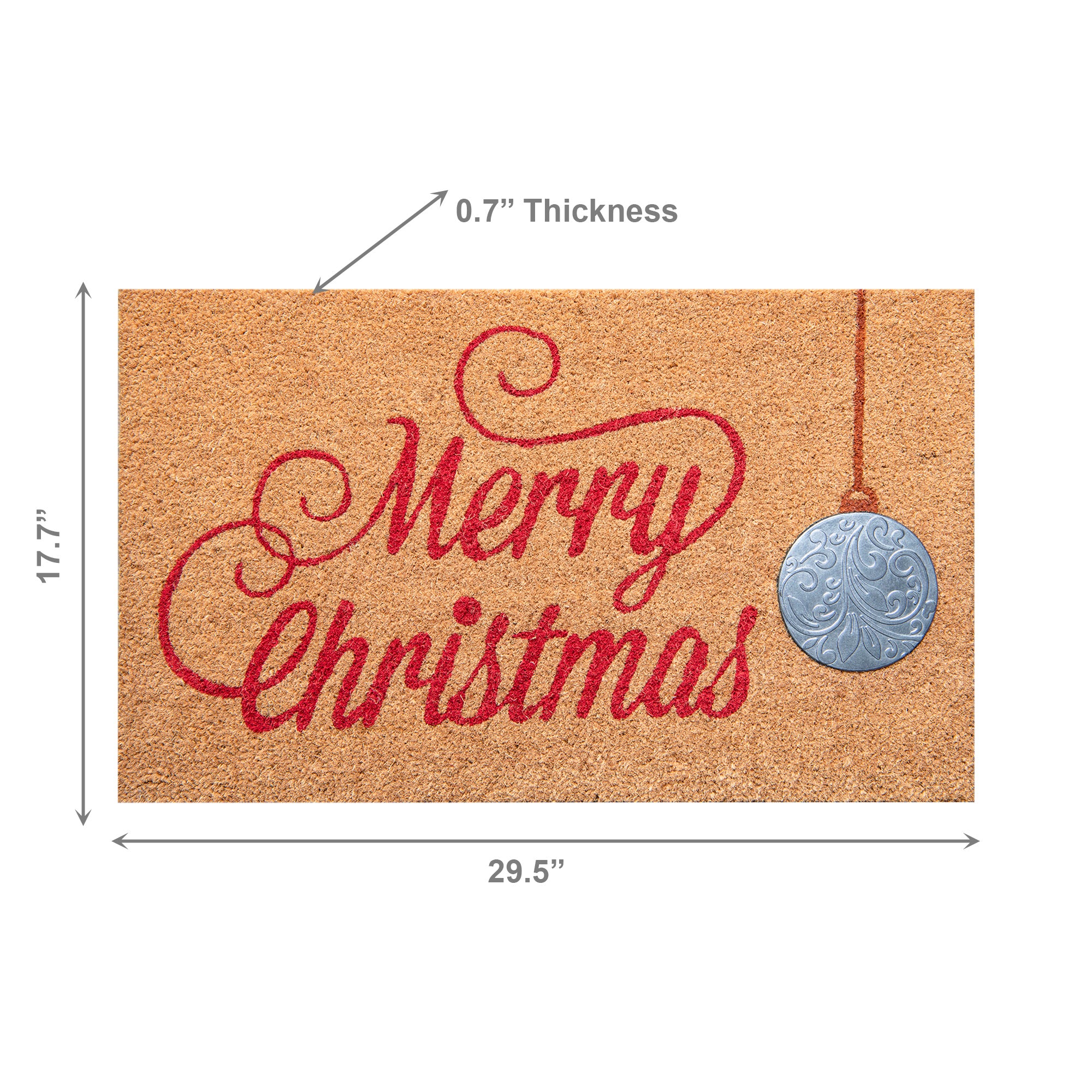 Coir Mat with Rubber Accent Merry Christmas With Ornament Accent, Christmas, Door Mat, Holiday Decor