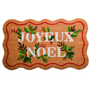 Scallop Shape Coir Door Mat Joyeux Noel, Christmas, Door Mat, Holiday Decor