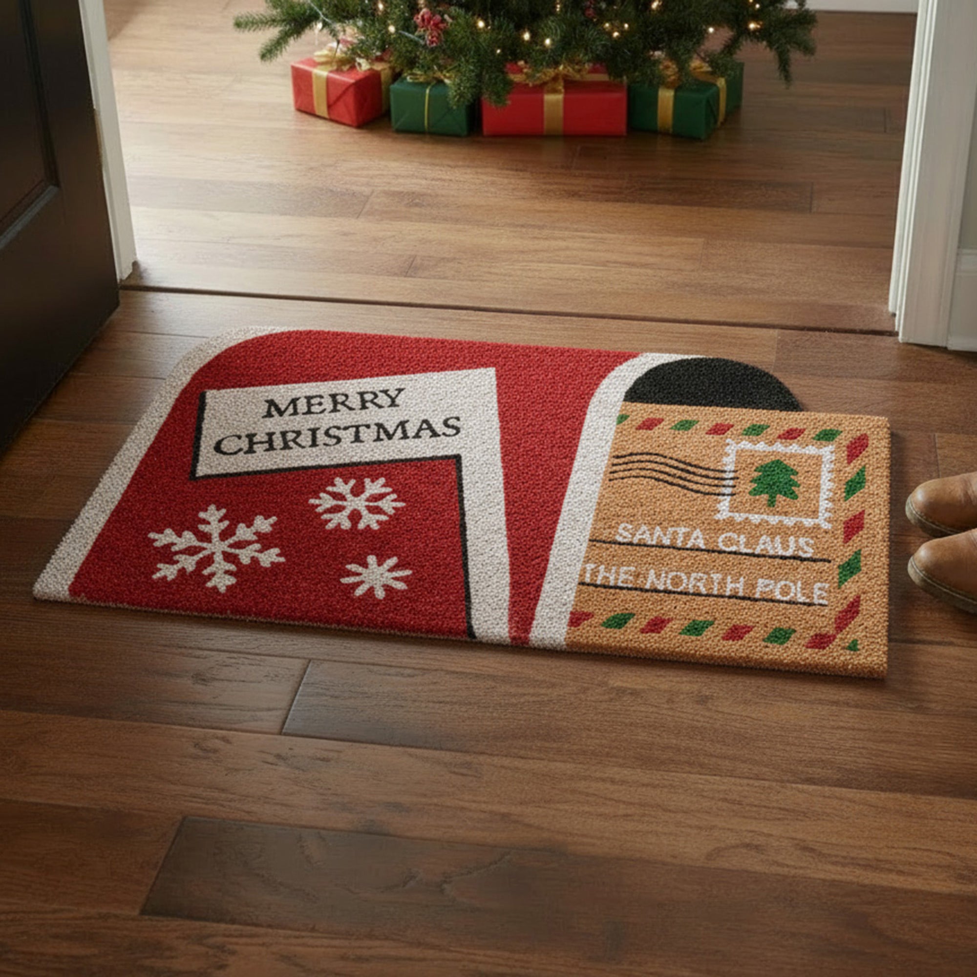 Shape Coir Door Mat Christmas Mailbox, Christmas, Door Mat, Holiday Decor