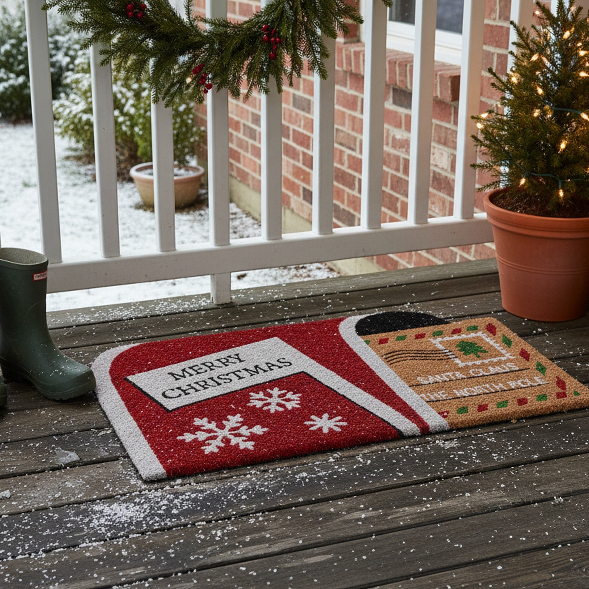 Shape Coir Door Mat Christmas Mailbox, Christmas, Door Mat, Holiday Decor