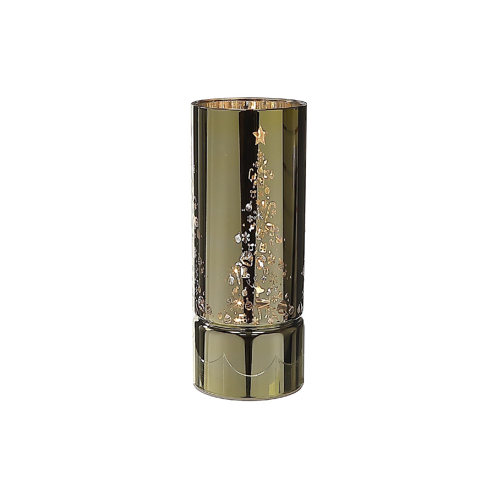 Christmas LED Glass Stand Christmas Tree Gold, Holiday Table Decor, Festive Home Accent