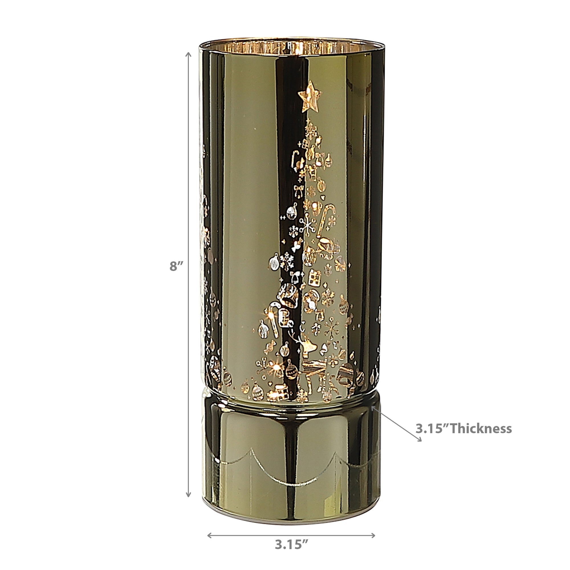 Christmas LED Glass Stand Christmas Tree Gold, Holiday Table Decor, Festive Home Accent
