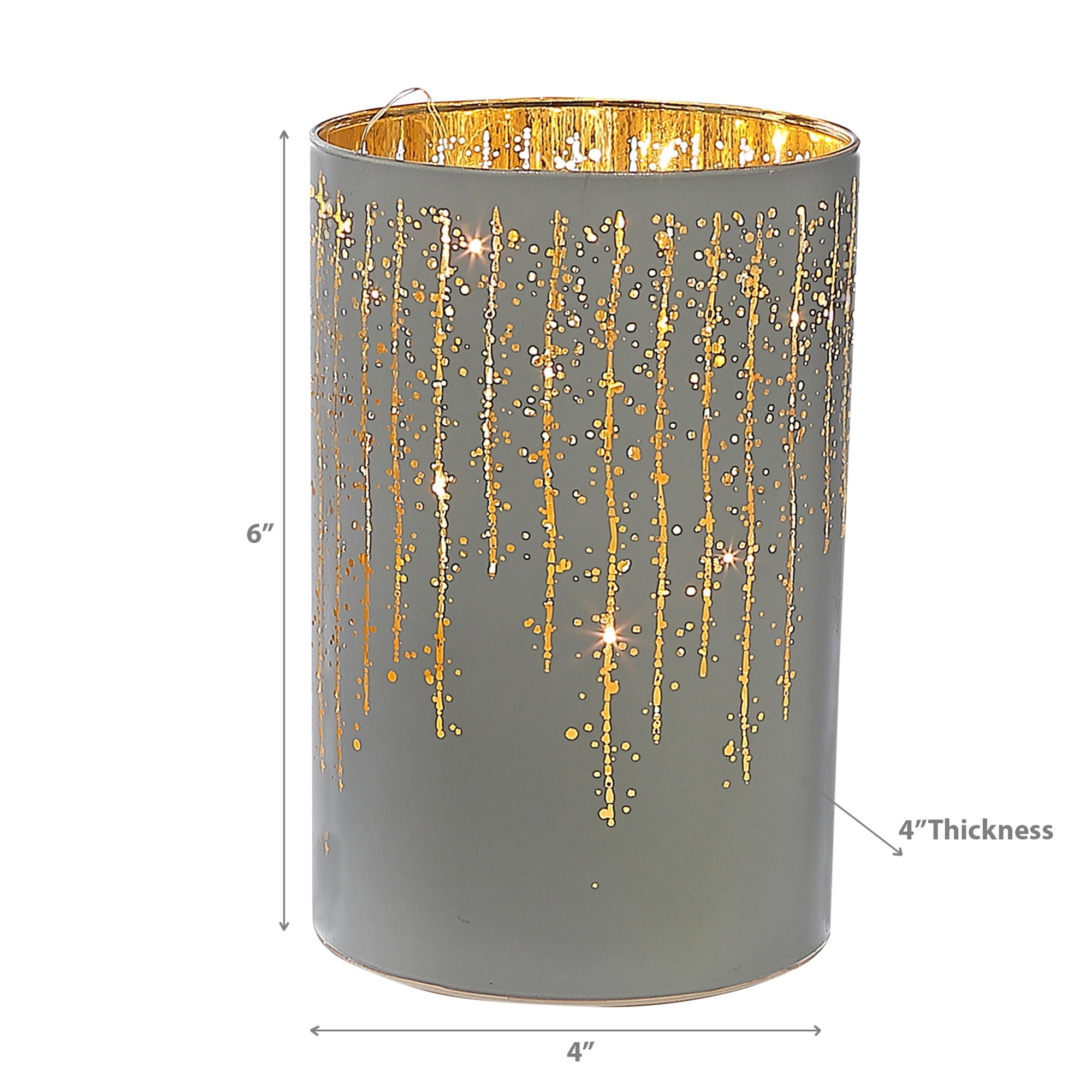 Christmas LED White Glass Stand Dangling Garland 6 Inch, Holiday Home Decor, Festive Accent