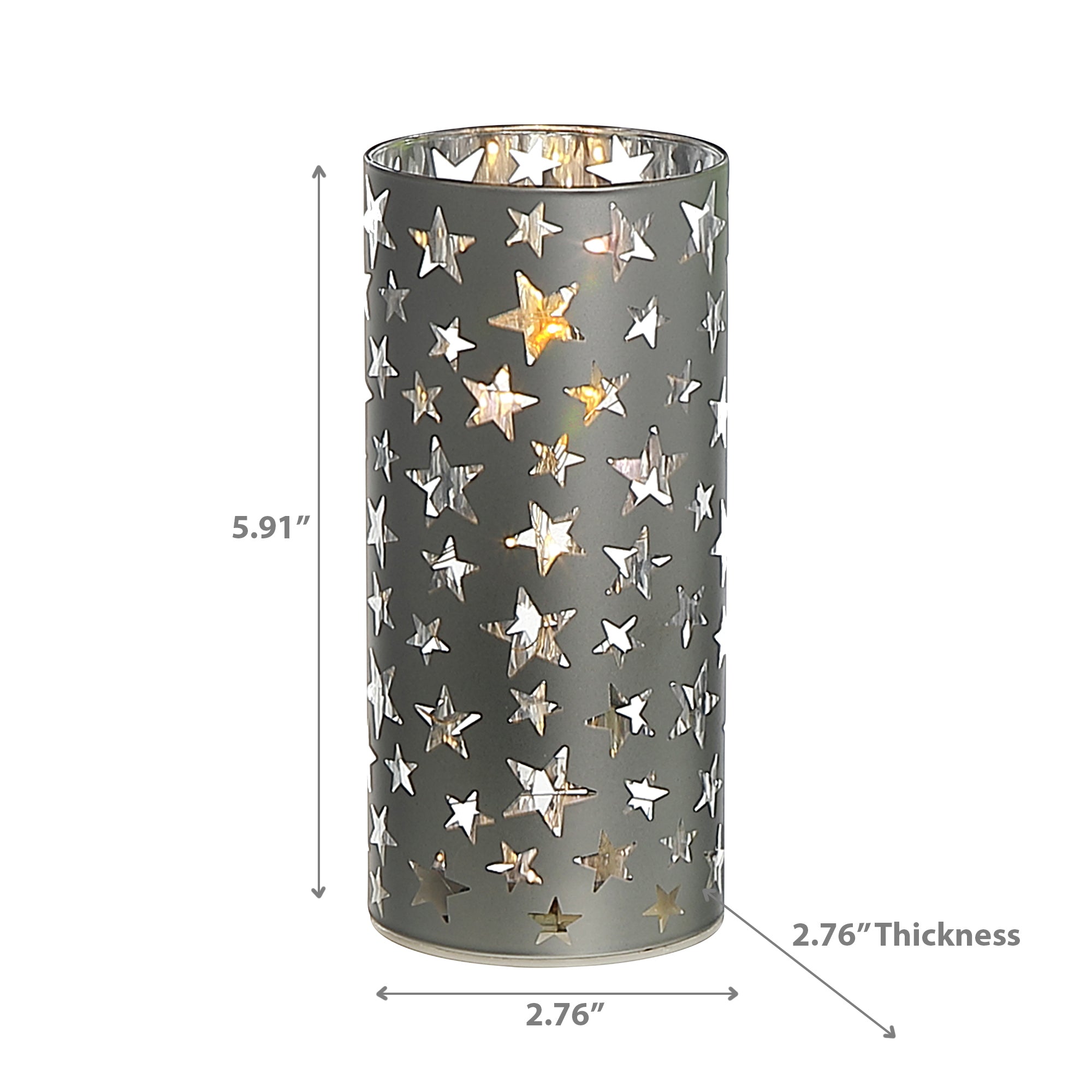 5.9" LED Cylinder Glass Stand Star – Large Christmas Decor