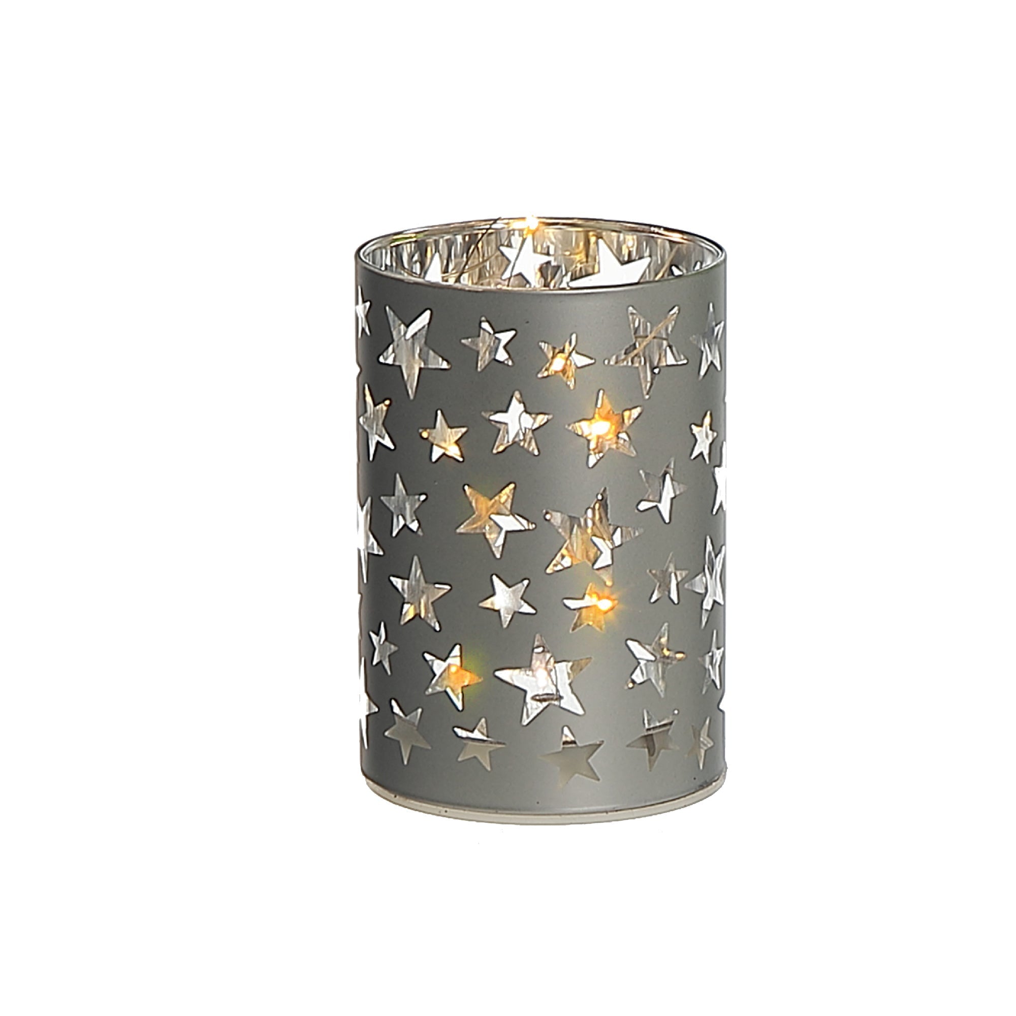 3.94" LED Cylinder Glass Stand Star – Small Christmas Decor