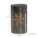 Led Cylinder Glass Stand 5.9" Gold Snowflake Small